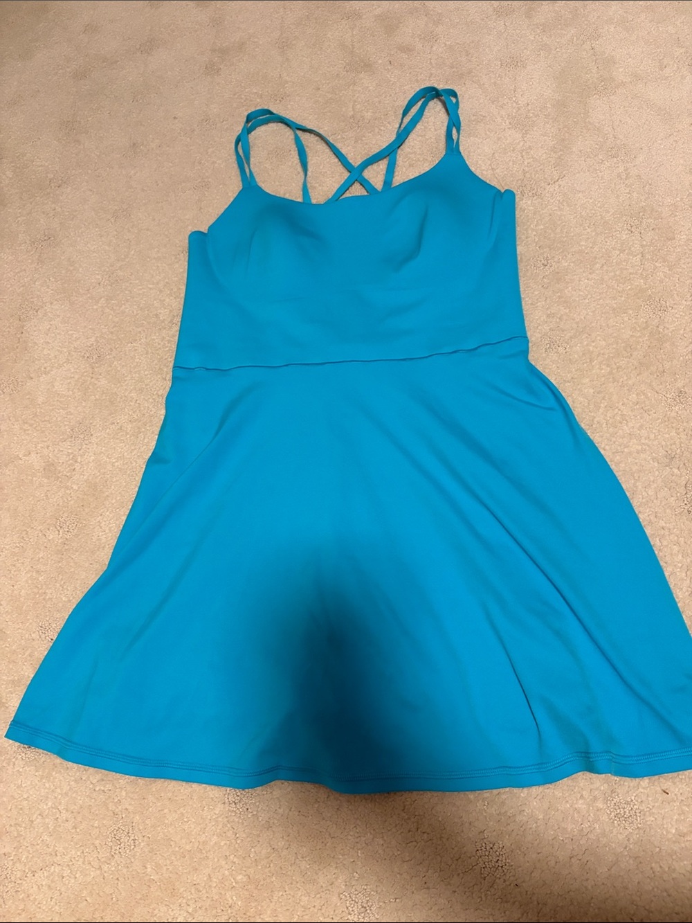 Offline by Aerie Pool Blue Strappy One-Piece Dress w/ shorts Large New w/o Tags